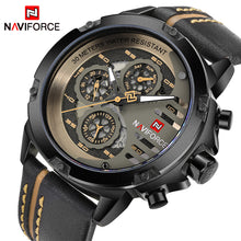 Load image into Gallery viewer, NAVIFORCE Mens Watches Top Brand Luxury Waterproof 24 hour Date Quartz Watch Man Leather Sport Wrist Watch Men Waterproof Clock