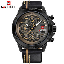 Load image into Gallery viewer, NAVIFORCE Mens Watches Top Brand Luxury Waterproof 24 hour Date Quartz Watch Man Leather Sport Wrist Watch Men Waterproof Clock