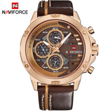 Load image into Gallery viewer, NAVIFORCE Mens Watches Top Brand Luxury Waterproof 24 hour Date Quartz Watch Man Leather Sport Wrist Watch Men Waterproof Clock
