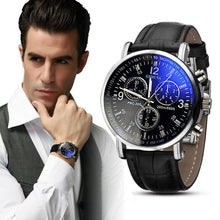 Load image into Gallery viewer, Luxury Brand Men Watches 2018 Fashion Faux Leather Men Blue Ray Glass Quartz Watch Casual Males Business Watch relogio masculino