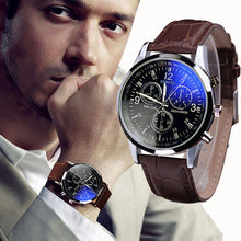 Load image into Gallery viewer, Luxury Brand Men Watches 2018 Fashion Faux Leather Men Blue Ray Glass Quartz Watch Casual Males Business Watch relogio masculino